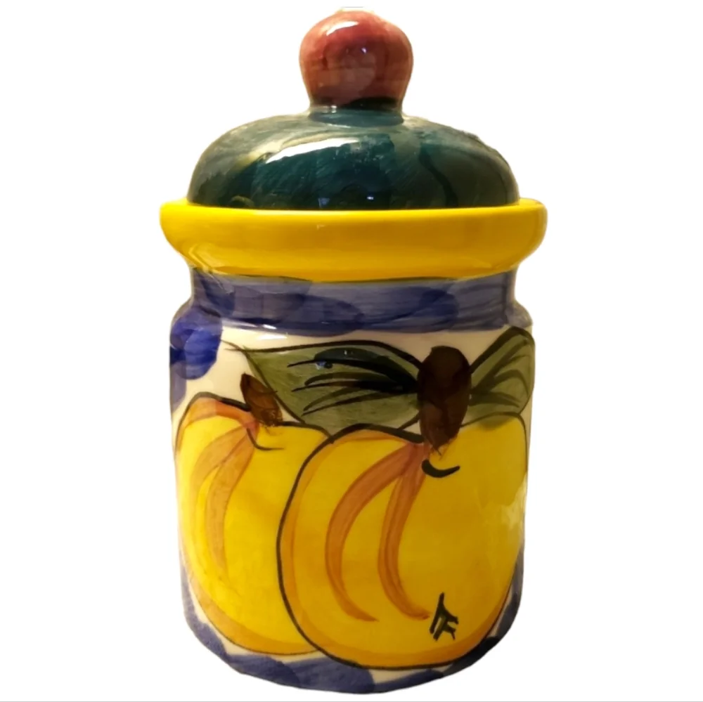 Vintage GEI Canister Peaches & Grapes Sealing Lid